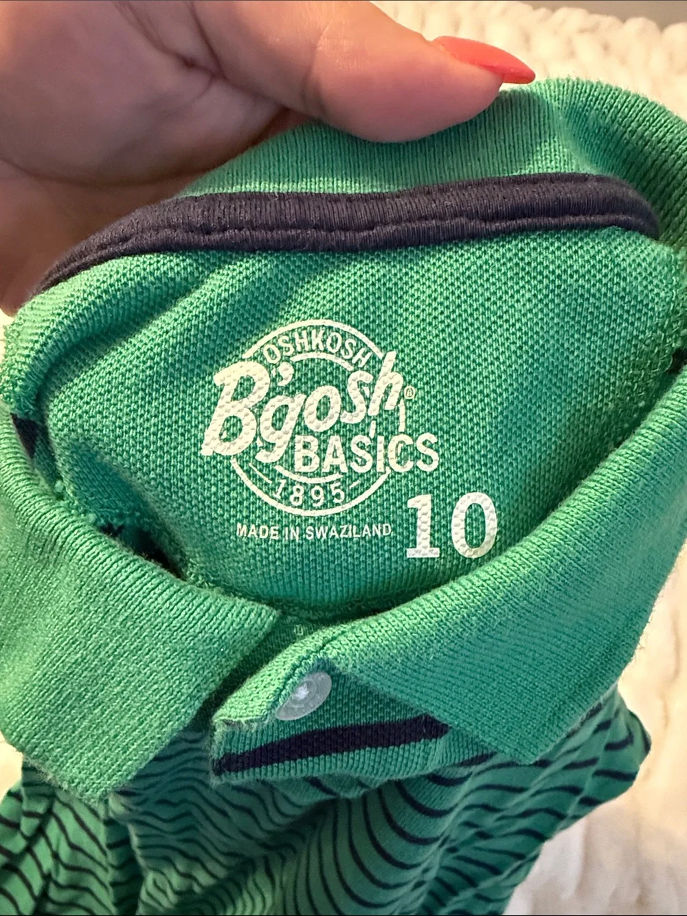 OshKosh B'gosh Green Polo with Navy Stripes C4
